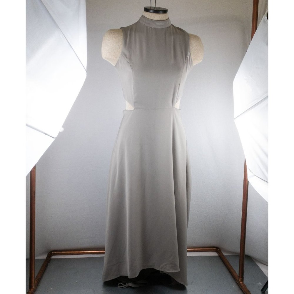 Moon High Low Hem Grey Gray High Neck Cutout Dress Occassion Wedding